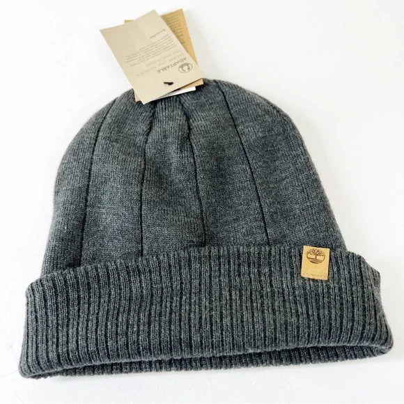 TIMBERLAND gray ribbed light weight winter beanie hat NWT New OSFM One size - Picture 1 of 4